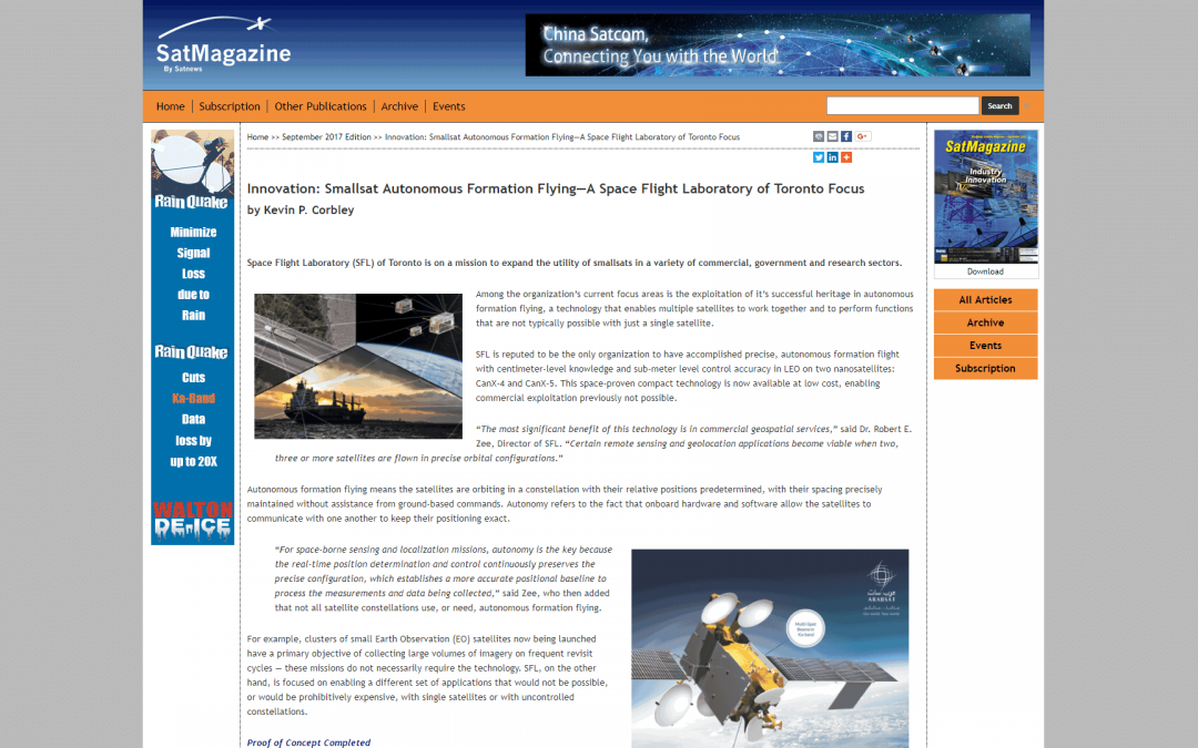 Technology Overview ArticleSmallSat Autonomous Formation Flying